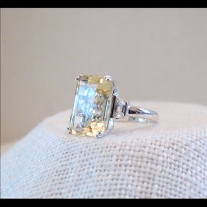 Emerald Cut Lemon Quartz Ring